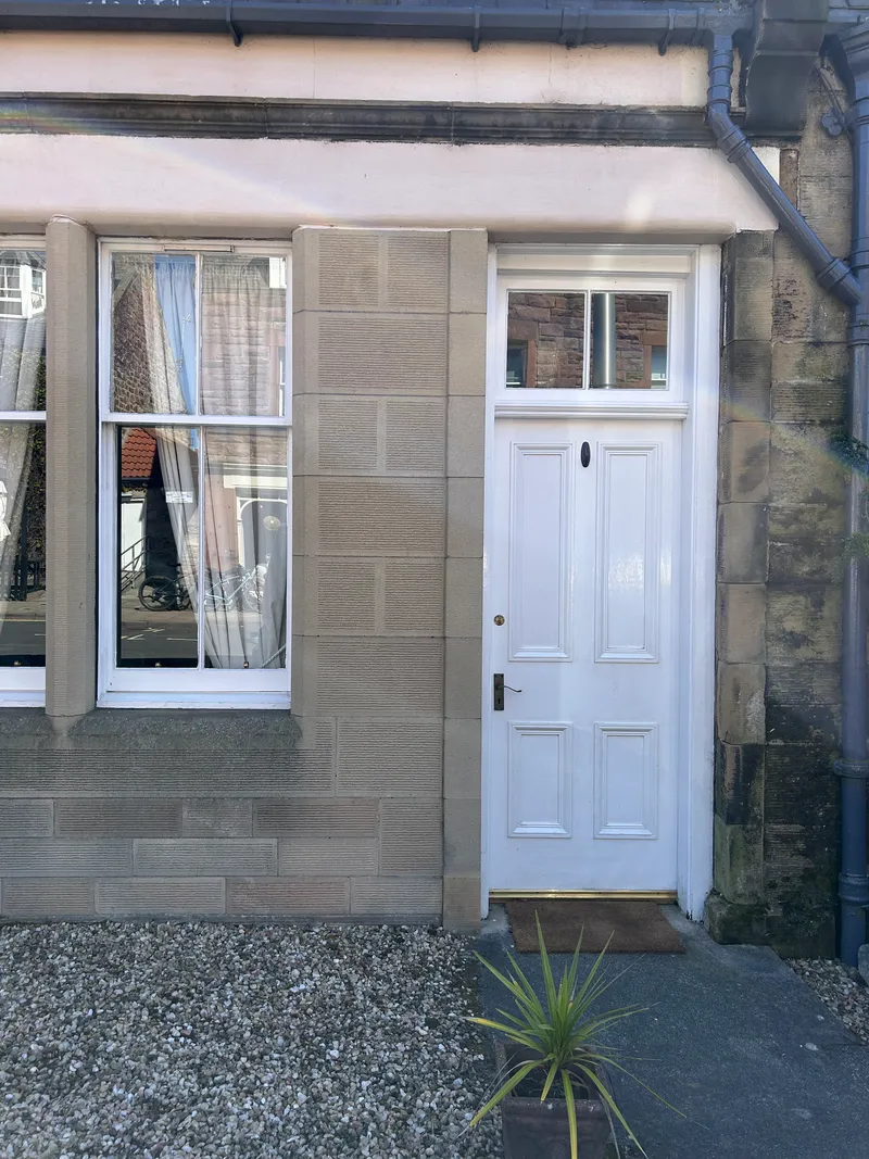 Front door of Golf Cottage